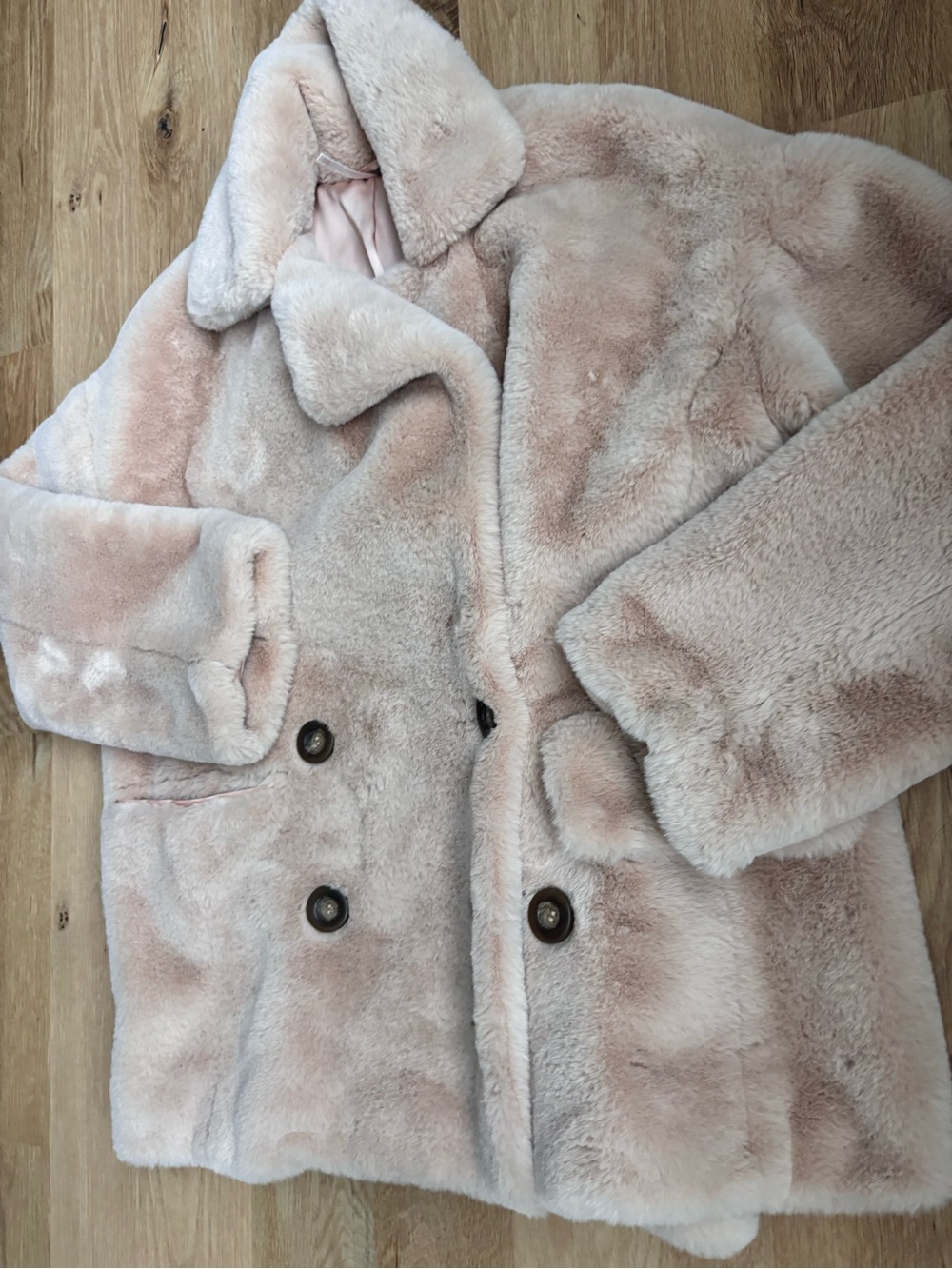 Free People Kate Faux Fur Double Breasted Oversized Coat - Apricot - XS - Picture 4 of 7